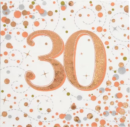 Servietten Zahl 30, rose/gold