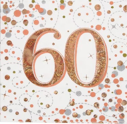 Servietten Zahl 60, rose/gold