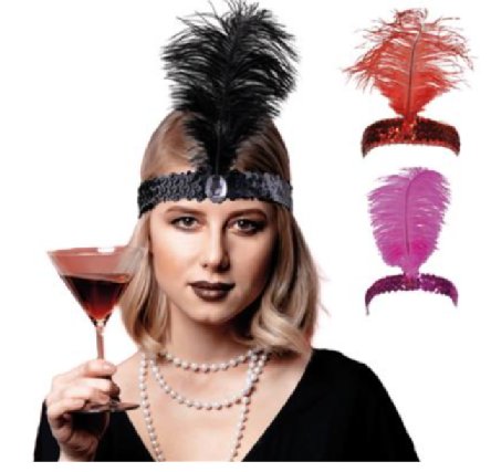 Stirnband mit Feder, rot