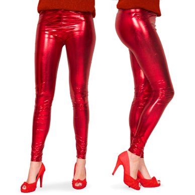 Leggings Metallic-Look Rot - Größe L-XL