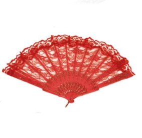 Handfächer mit Spitze, rot Handfächer mit Spitze, rot
