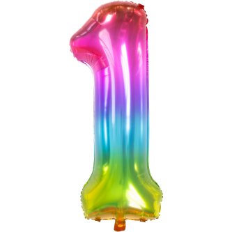 Folienballon Yummy Gummy Rainbow Zahl 1