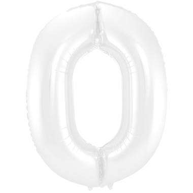 Weißer Folienballon Zahl 0 - Maße: 86 cm