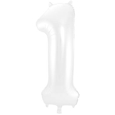 Weißer Folienballon Zahl 1 - Maße: 86 cm