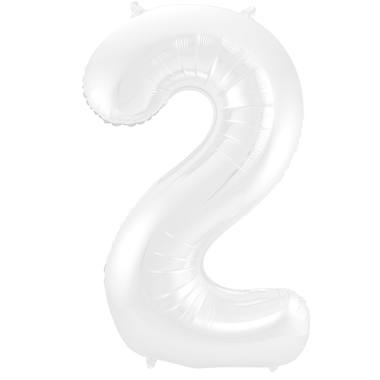 Weißer Folienballon Zahl 2 - Maße: 86 cm