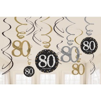 Sparkling Swirl Deko zum 80. Geburtstag, gold