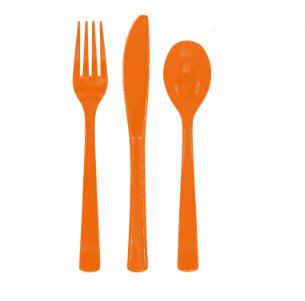 Plastikbesteck - Orange, 18 teilig