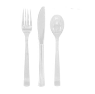 Plastikbesteck - Transparent, 18 teilig