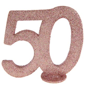 Glitter Geburtstagszahl 50, rosegold