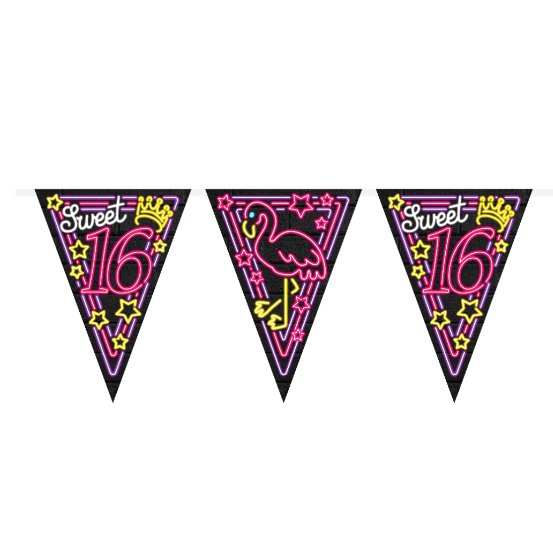 Neon-Partyflagge - Sweet 16