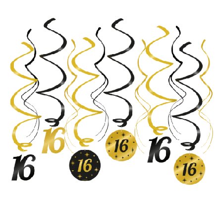 Deko Swirl Girlanden zum 16.Geburtstag