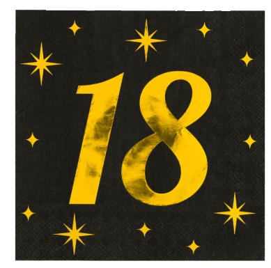 Servietten zum 18.Geburtstag, schwarz