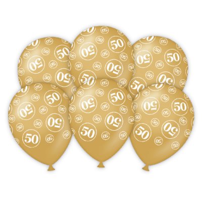 Luftballons mit Zahl 50, gold,