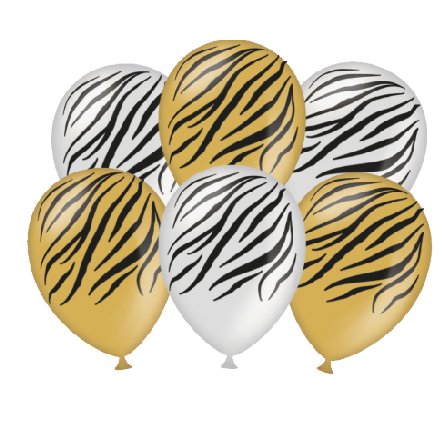 Partyballons - Zebra (Safari), 6 Stück