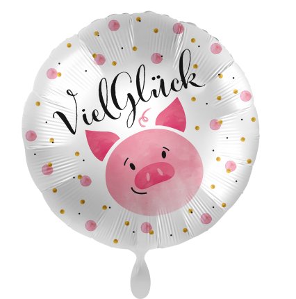 Ballon - Satin - Viel Glück Schweinchen