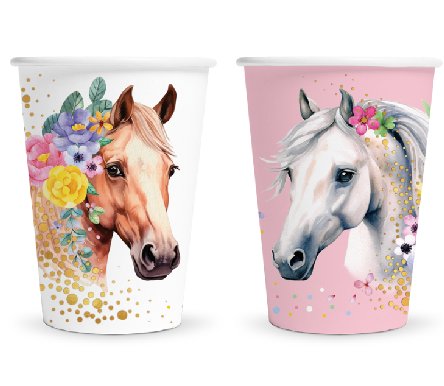 Trinkbecher Pferd Romantik, 8 Stück