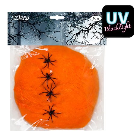 Spinnweben mit Spinnen, Neonorange Spinnweben mit Spinnen, Neonorange