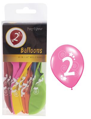 Ballons zum 2. Geburtstag, 12 Stück