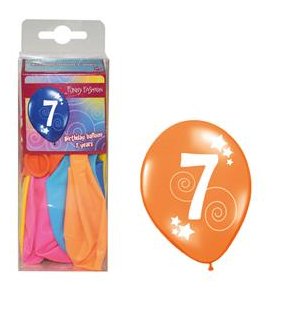 Ballons zum 7. Geburtstag, 12 Stück