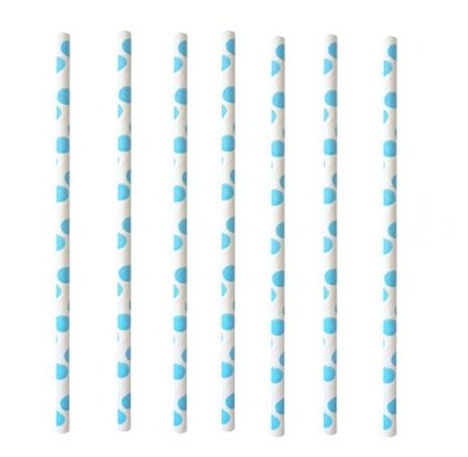 Papierstrohhalme Ø 6 mm À 20 cm, Dots - blau