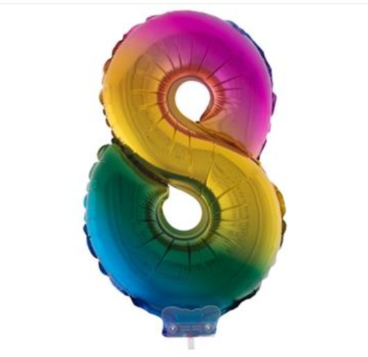 Folienballon mit Stab 8 Regenbogen