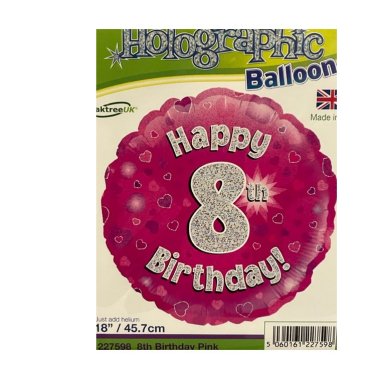 Zahlenballon Zahl 8, holographic pink