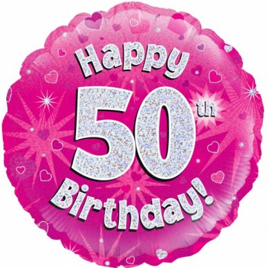 	Zum 50.Geburtstag - Ballon mit Zahl 50,pink