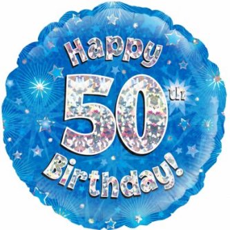 	Zum 50.Geburtstag - Ballon mit Zahl 50,blau