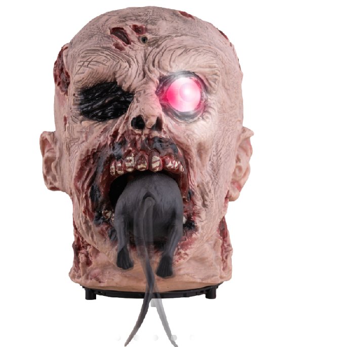 Zombie Kopf mit Ratte Animatronik