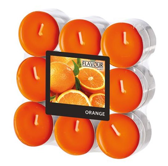 Duftteelichter Orange, 18 Stück