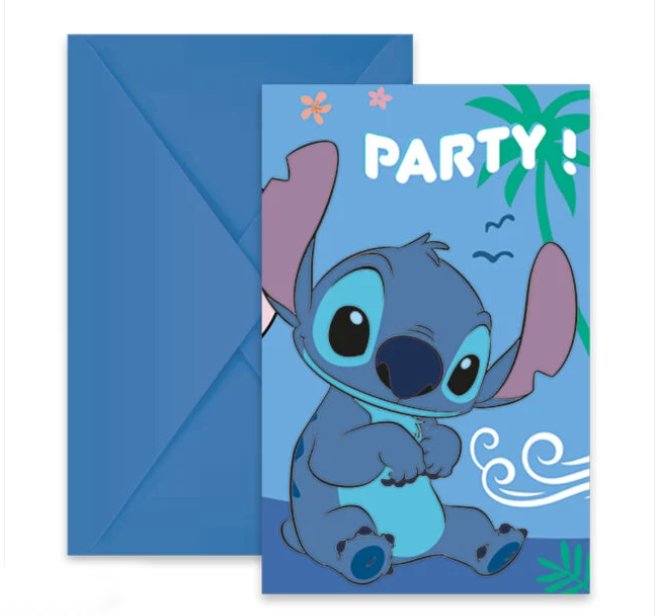 Disney Stitch Einladungskarten, 6 Stück