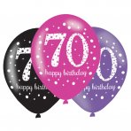 Luftballons Pink,Lila, Schwarz 70. Geburtstag
