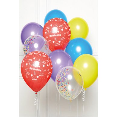 Happy Birthday Ballon Bouquet, 10 Ballons