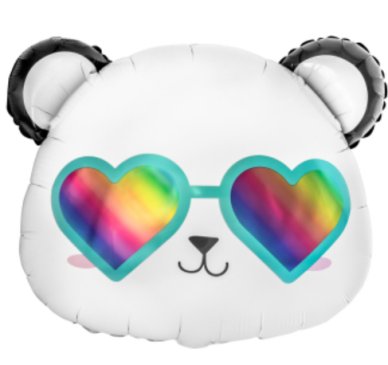 Folienballon Panda mit Regenbogenbrille