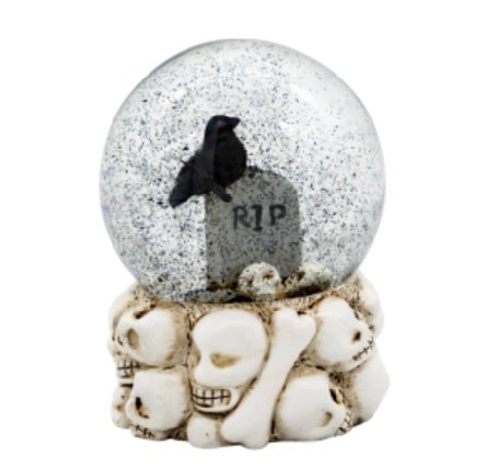 Schneekugel Grabstein mit Rabe Schneekugel Grabstein mit Rabe