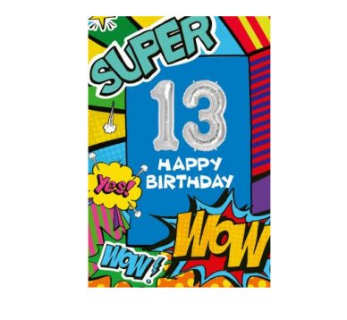 Zum 13.Geburtstag - Glückwunschkarte mit Ballon