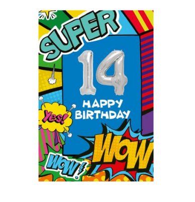 Zum 14.Geburtstag - Glückwunschkarte mit Ballon