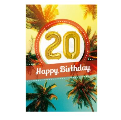 Zum 20.Geburtstag - Glückwunschkarte mit Ballon
