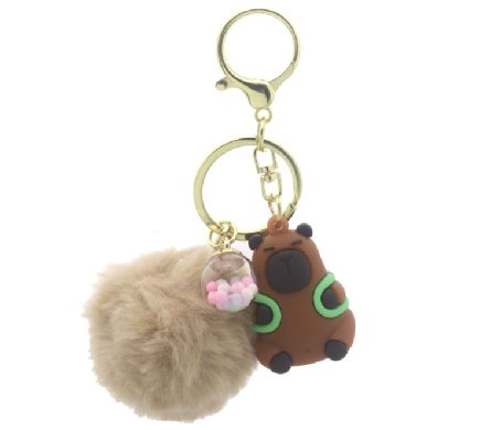 Capybara Schlüsselanhänger mit Puschel