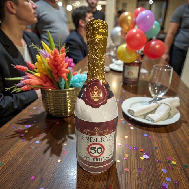 Flasche zum 50.Geburtstag - befüllbar