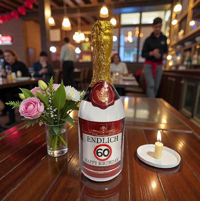 Flasche zum 60.Geburtstag - befüllbar