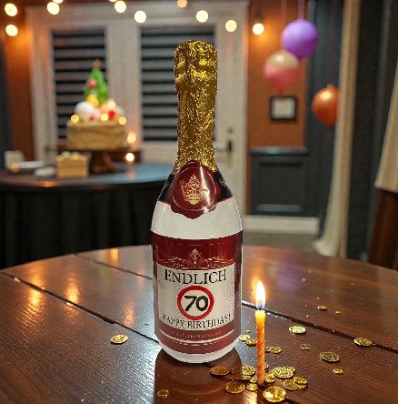 Flasche zum 70.Geburtstag - befüllbar