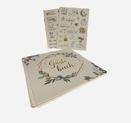 Gästebuch Hochzeit mit 8 Blätter Sticker