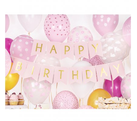 Bannergirlande - Happy Birthday - Rosa