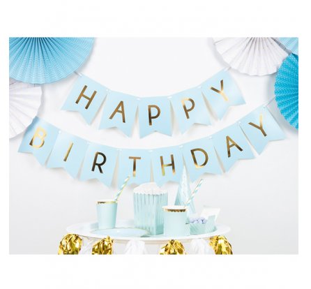 Bannergirlande - Happy Birthday - Blau