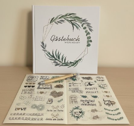 Gästebuch Hochzeit mit Sticker und Stift