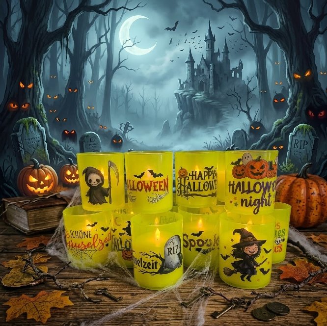 Halloween Kerze mit Motiv, 1 Stück