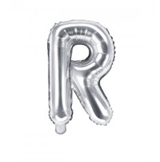 Folienballon Buchstabe R - Silber, 35 cm