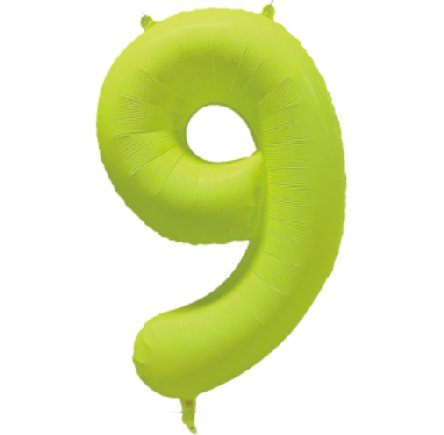 NEON GELB Ballon Zahl 9, Maße: 86 cm