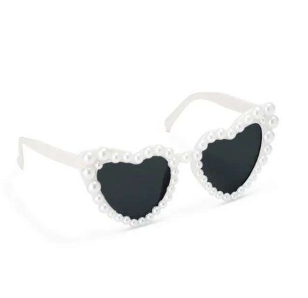 Herzförmige Brille mit Perlen,weiß
